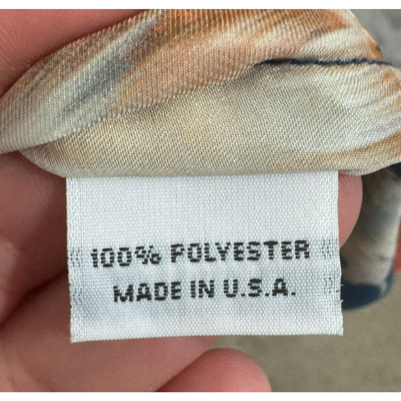 Bryn Walker Tunic Top Womens Small Blue Orange Abstract Floral Satin 3/4 Sleeve - Picture 7 of 9